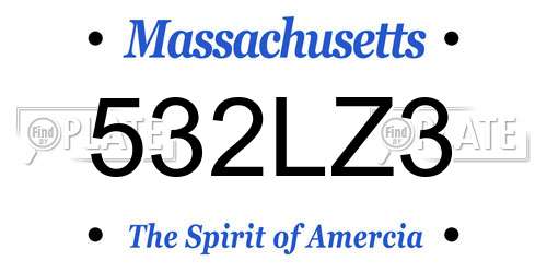 532LZ3 Massachusetts License Plate