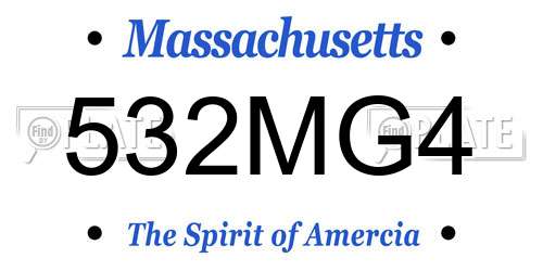532MG4 Massachusetts License Plate