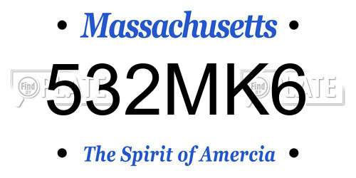 532MK6 Massachusetts License Plate
