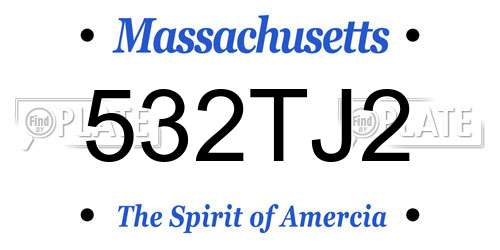 532TJ2 Massachusetts License Plate