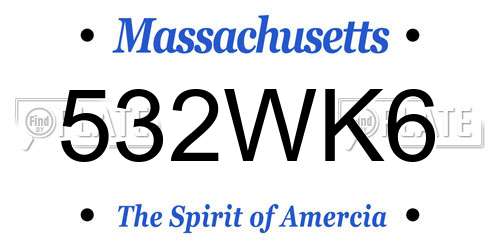 532WK6 Massachusetts License Plate
