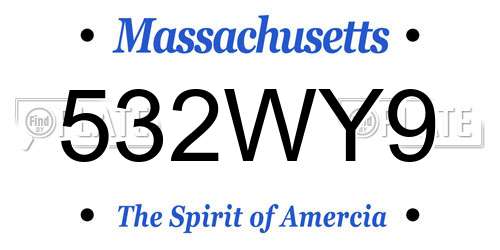 532WY9 Massachusetts License Plate