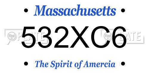 532XC6 Massachusetts License Plate