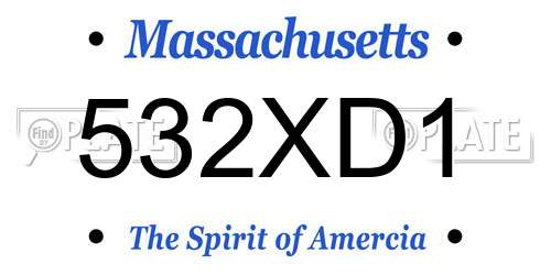 532XD1 Massachusetts License Plate