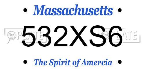 532XS6 Massachusetts License Plate