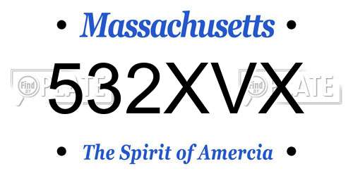 532XVX Massachusetts License Plate