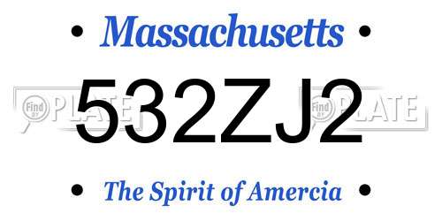 532ZJ2 Massachusetts License Plate