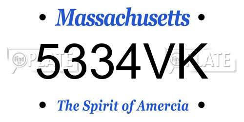 5334VK Massachusetts License Plate