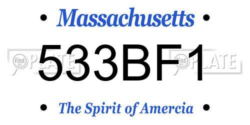 533BF1 Massachusetts License Plate