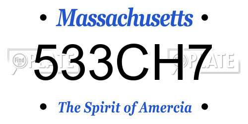 533CH7 Massachusetts License Plate