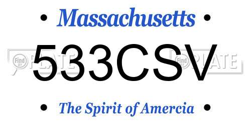 533CSV Massachusetts License Plate
