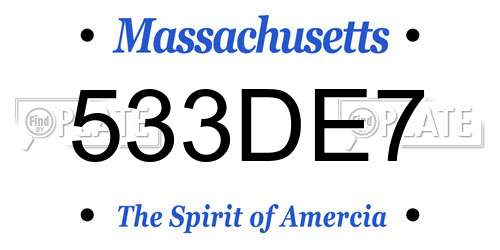533DE7 Massachusetts License Plate
