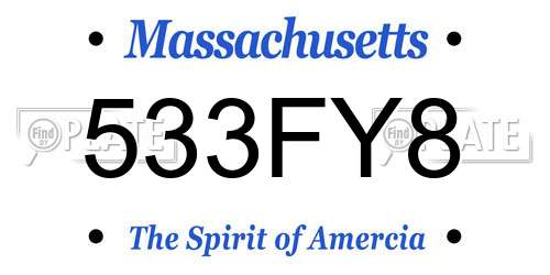 533FY8 Massachusetts License Plate
