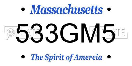 533GM5 Massachusetts License Plate
