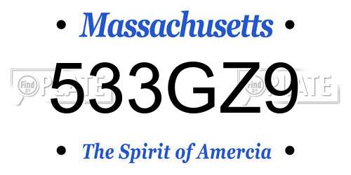 533GZ9 Massachusetts License Plate