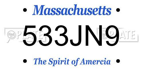533JN9 Massachusetts License Plate