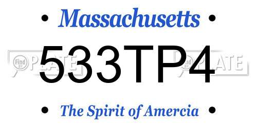 533TP4 Massachusetts License Plate