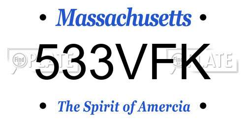533VFK Massachusetts License Plate