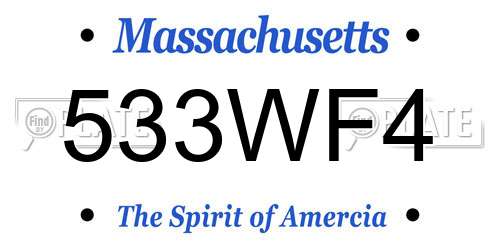 533WF4 Massachusetts License Plate