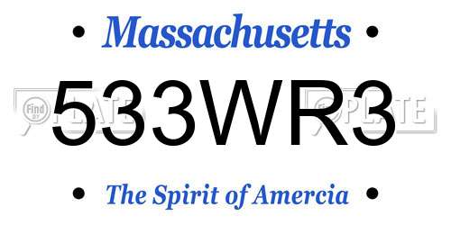 533WR3 Massachusetts License Plate