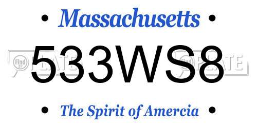 533WS8 Massachusetts License Plate