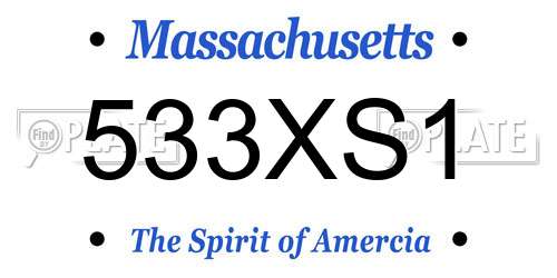 533XS1 Massachusetts License Plate