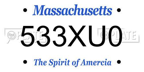 533XU0 Massachusetts License Plate