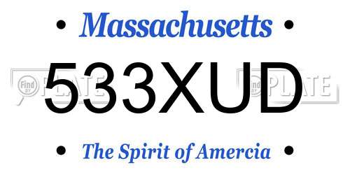 533XUD Massachusetts License Plate