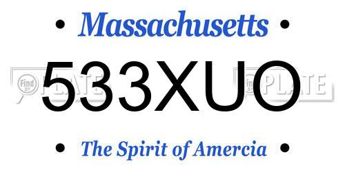 533XUO Massachusetts License Plate