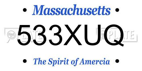 533XUQ Massachusetts License Plate
