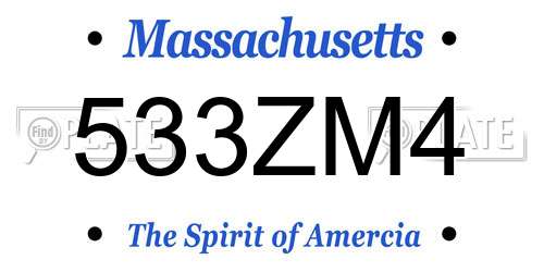 533ZM4 Massachusetts License Plate
