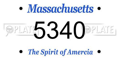 5340 Massachusetts License Plate