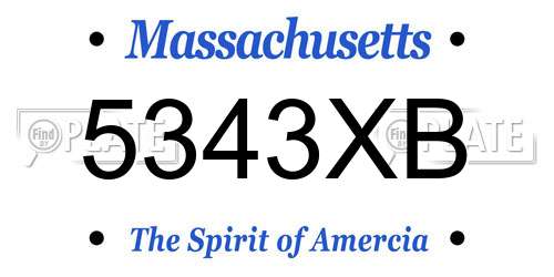 5343XB Massachusetts License Plate