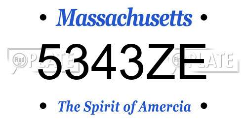 5343ZE Massachusetts License Plate