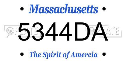 5344DA Massachusetts License Plate
