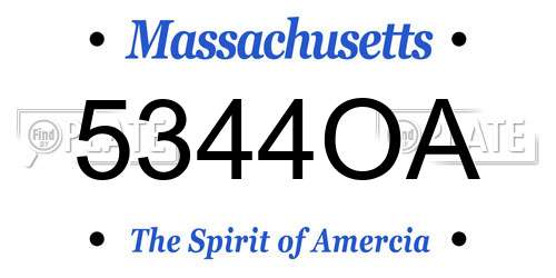 5344OA Massachusetts License Plate