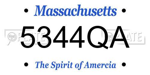 5344QA Massachusetts License Plate