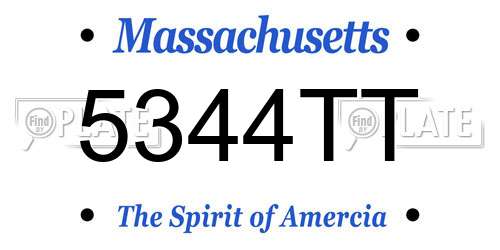 5344TT Massachusetts License Plate