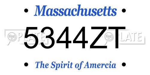 5344ZT Massachusetts License Plate