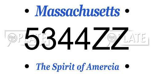 5344ZZ Massachusetts License Plate