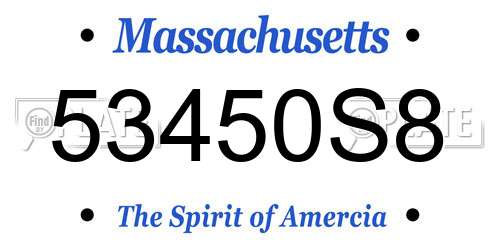 53450S8 Massachusetts License Plate