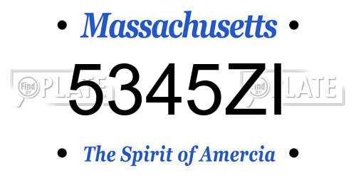 5345ZI Massachusetts License Plate