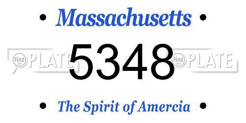 5348 Massachusetts License Plate