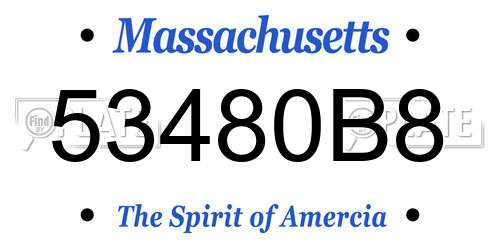 53480B8 Massachusetts License Plate