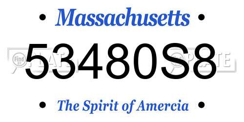 53480S8 Massachusetts License Plate