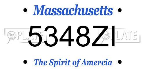 5348ZI Massachusetts License Plate