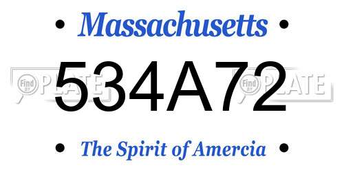 534A72 Massachusetts License Plate