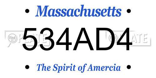 534AD4 Massachusetts License Plate