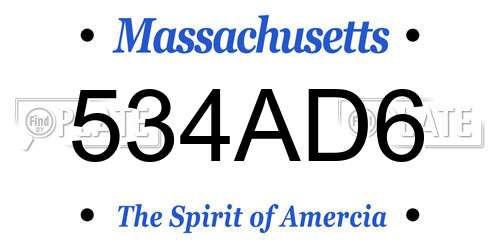 534AD6 Massachusetts License Plate