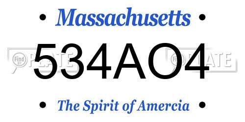 534AO4 Massachusetts License Plate